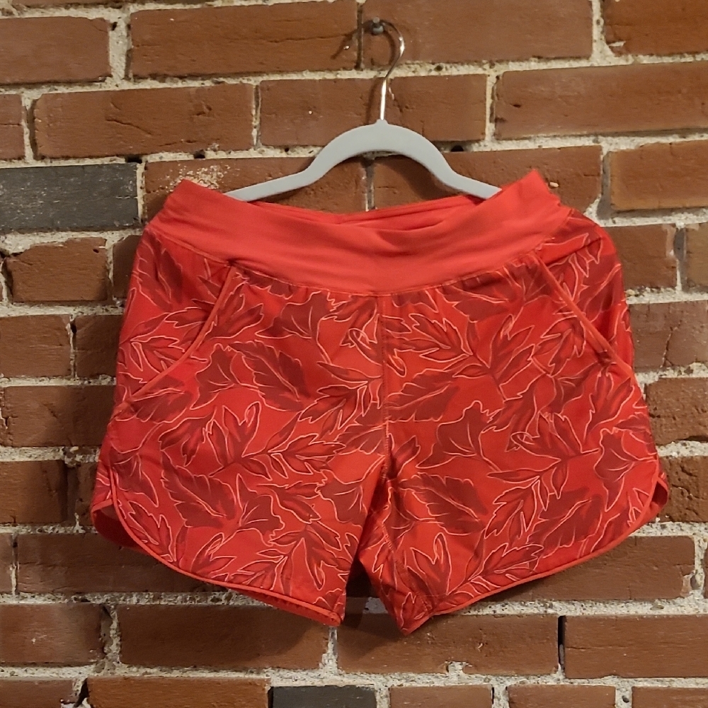Lands End Red Botanical Printed Swim Shorts Size 4